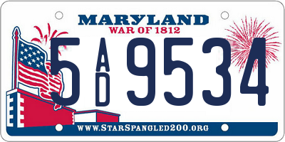 MD license plate 5AD9534