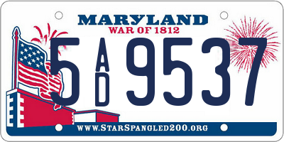 MD license plate 5AD9537