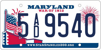 MD license plate 5AD9540