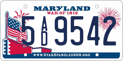 MD license plate 5AD9542