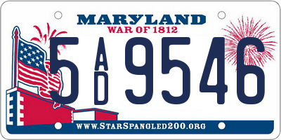 MD license plate 5AD9546