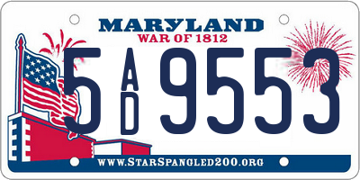 MD license plate 5AD9553