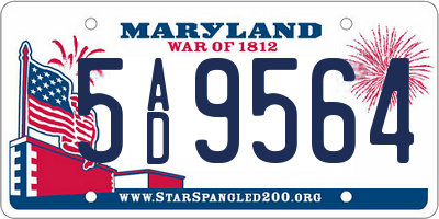 MD license plate 5AD9564