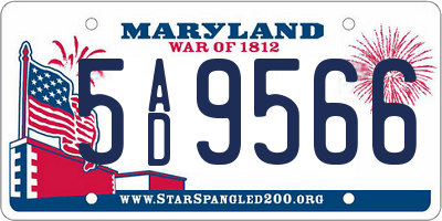 MD license plate 5AD9566