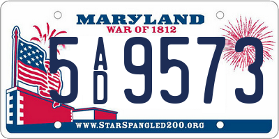 MD license plate 5AD9573