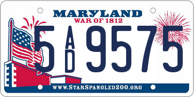 MD license plate 5AD9575