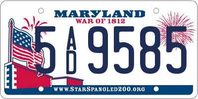 MD license plate 5AD9585
