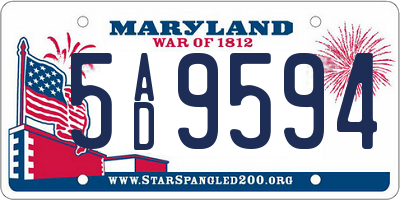 MD license plate 5AD9594