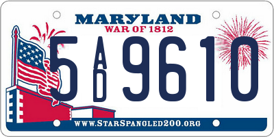 MD license plate 5AD9610