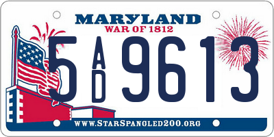 MD license plate 5AD9613