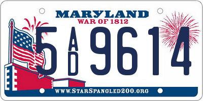 MD license plate 5AD9614