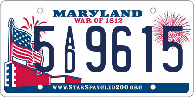MD license plate 5AD9615
