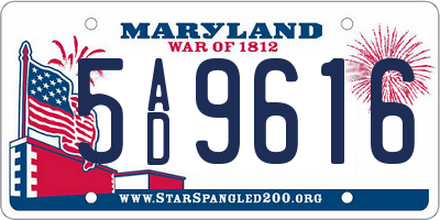 MD license plate 5AD9616