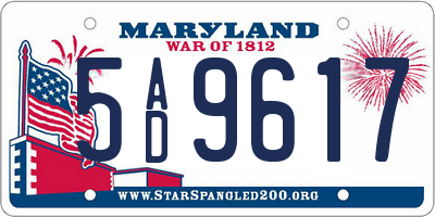 MD license plate 5AD9617