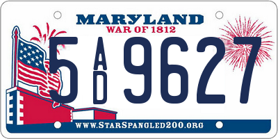 MD license plate 5AD9627