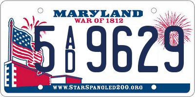 MD license plate 5AD9629