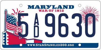 MD license plate 5AD9630