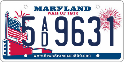 MD license plate 5AD9631