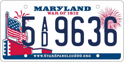 MD license plate 5AD9636