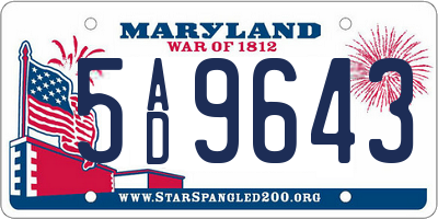 MD license plate 5AD9643