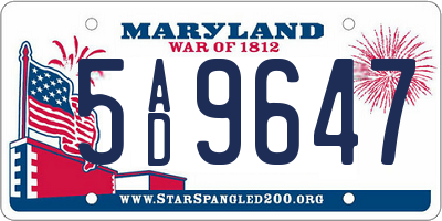 MD license plate 5AD9647