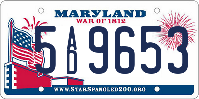 MD license plate 5AD9653