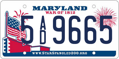 MD license plate 5AD9665