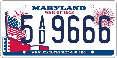MD license plate 5AD9666