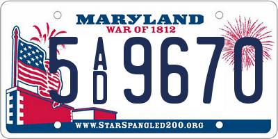 MD license plate 5AD9670