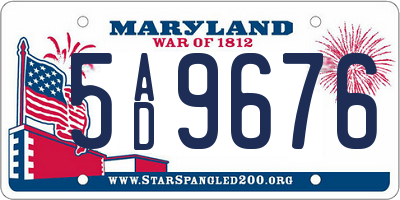 MD license plate 5AD9676