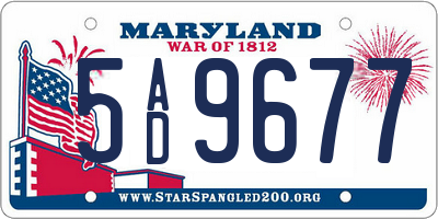 MD license plate 5AD9677