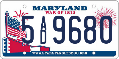 MD license plate 5AD9680