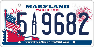 MD license plate 5AD9682