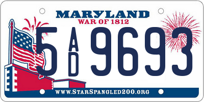 MD license plate 5AD9693