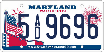 MD license plate 5AD9696