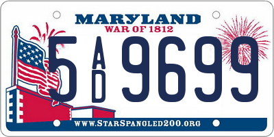 MD license plate 5AD9699