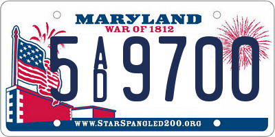 MD license plate 5AD9700