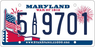 MD license plate 5AD9701