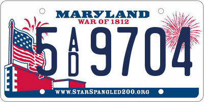 MD license plate 5AD9704