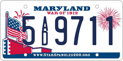 MD license plate 5AD9711