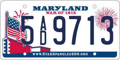 MD license plate 5AD9713