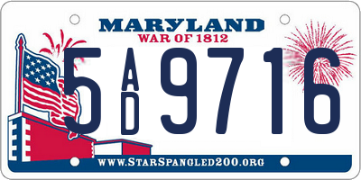 MD license plate 5AD9716