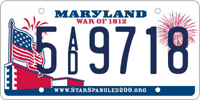 MD license plate 5AD9718