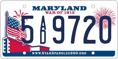 MD license plate 5AD9720