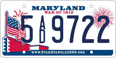 MD license plate 5AD9722