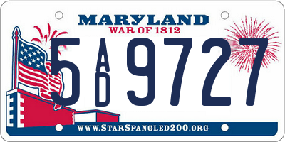 MD license plate 5AD9727