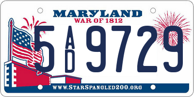 MD license plate 5AD9729