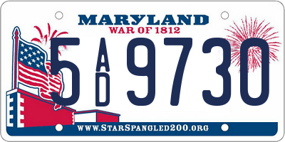 MD license plate 5AD9730