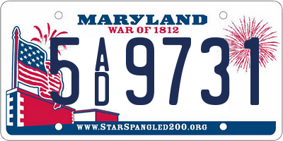 MD license plate 5AD9731