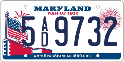 MD license plate 5AD9732
